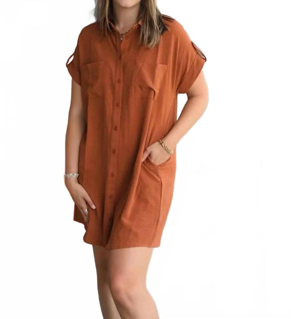 NEW SHE + SKY safari shirt dress in rust